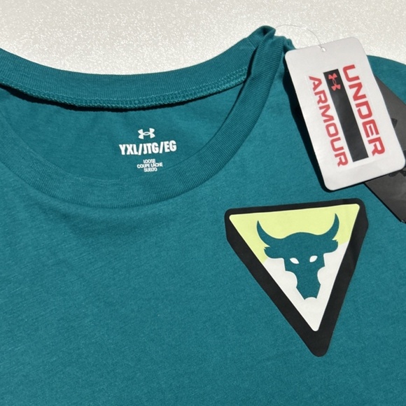 Under Armour Project T Shirt UA PJT Rock Diamond Short Sleeve Teal Size YXL NEW - Picture 5 of 7
